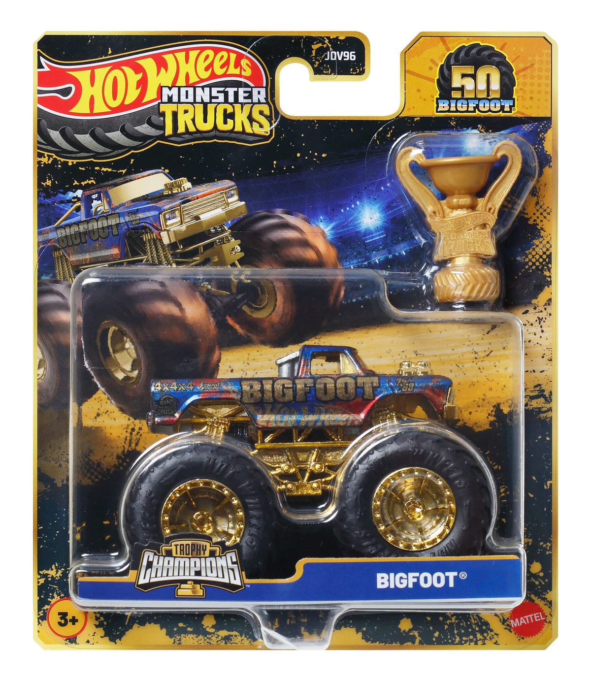 Hot Wheels Monster Trucks Trophy Champions Premium Die-Cast 1:64 Scale & Trophy