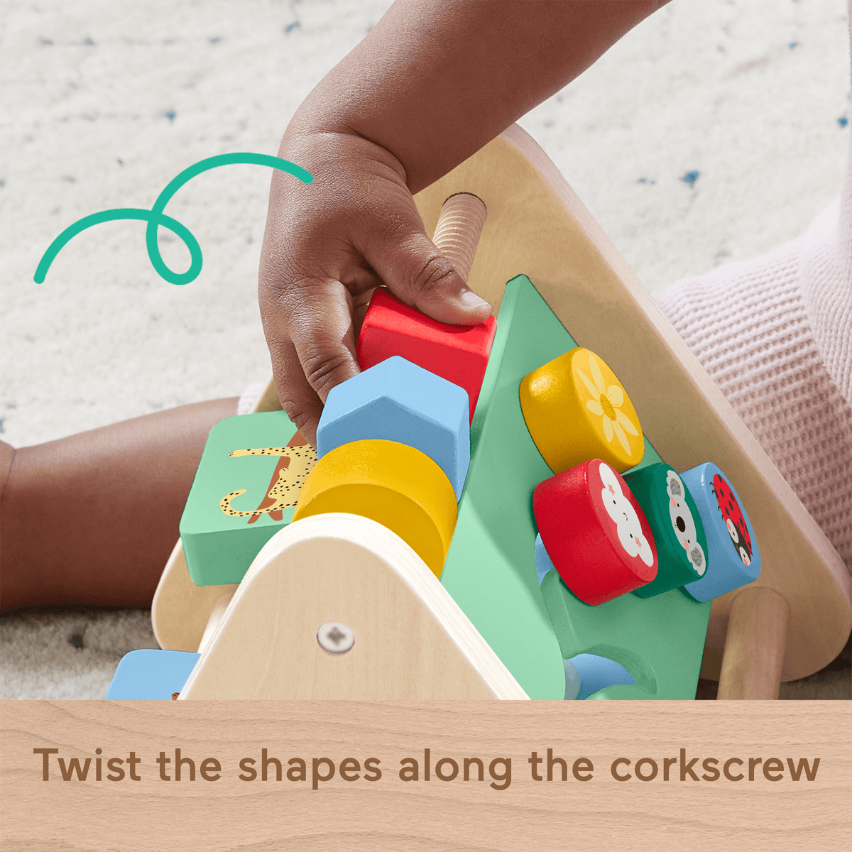 Fisher-Price Wooden Activity Triangle, 2-Sided Fine Motor Toy For Baby, 1 Wood Piece