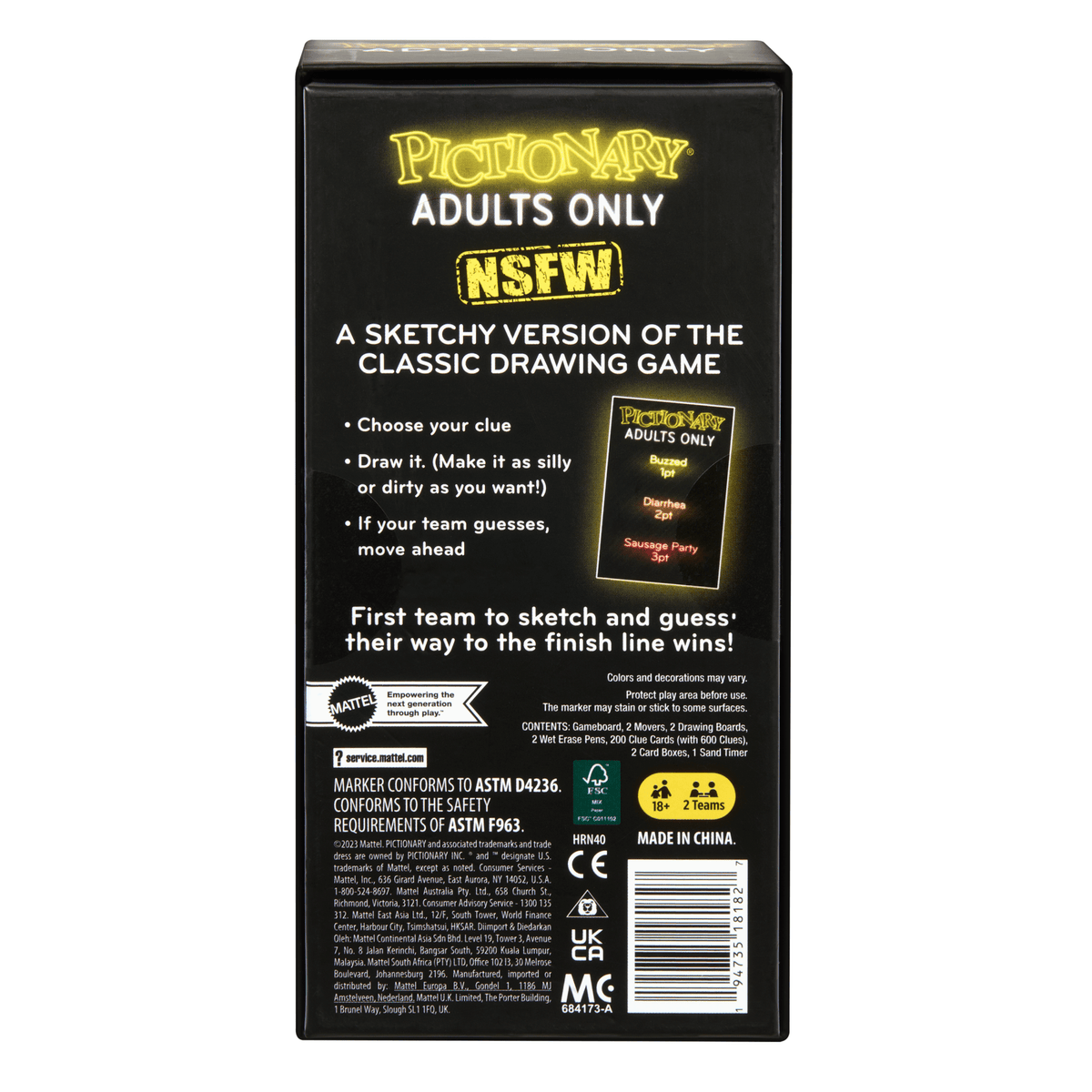 Pictionary Adults Only Party Game For Adults And Game Night, Drawing Game With Silly Sketches