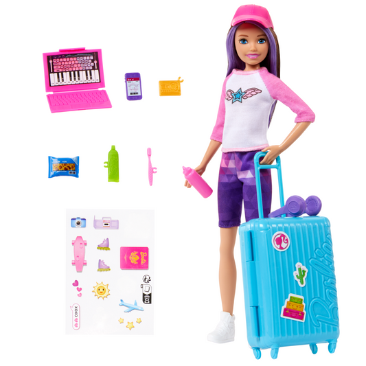 Barbie  Skipper  Poupée et 10Accessoires  Coffret Voyage