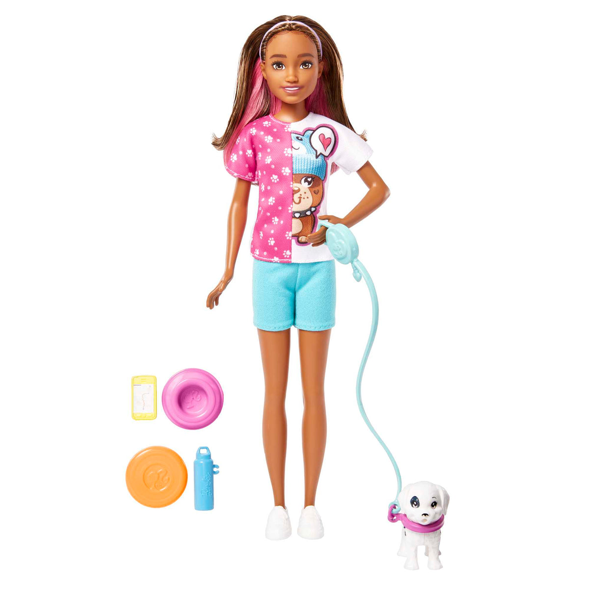 Barbie Toys, Skipper Doll And Dog Walker Set With Puppy And Accessories, First Jobs