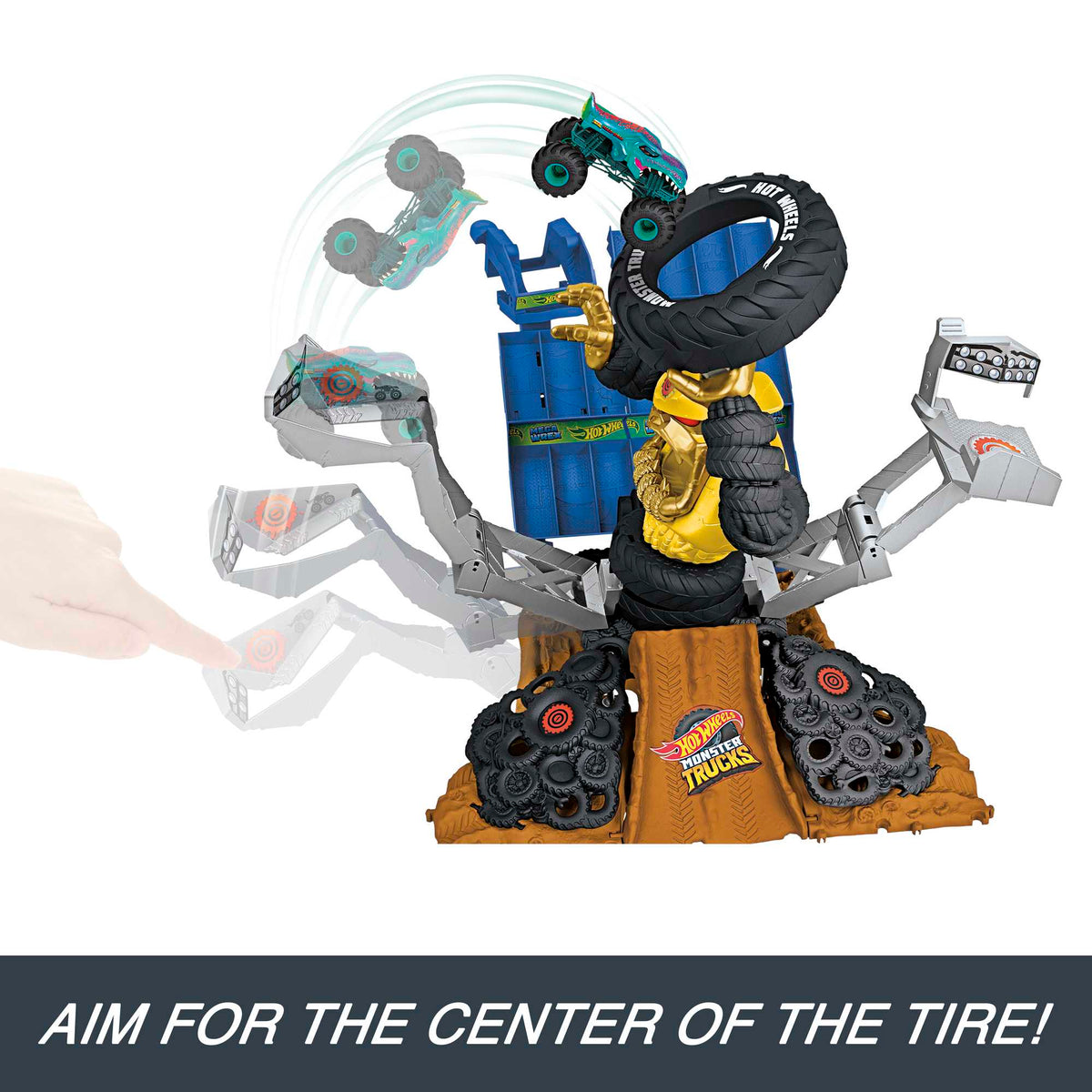 Hot Wheels Monster Trucks Arena Smashers MEGA-Wrex vs Crushzilla Takedown Playset