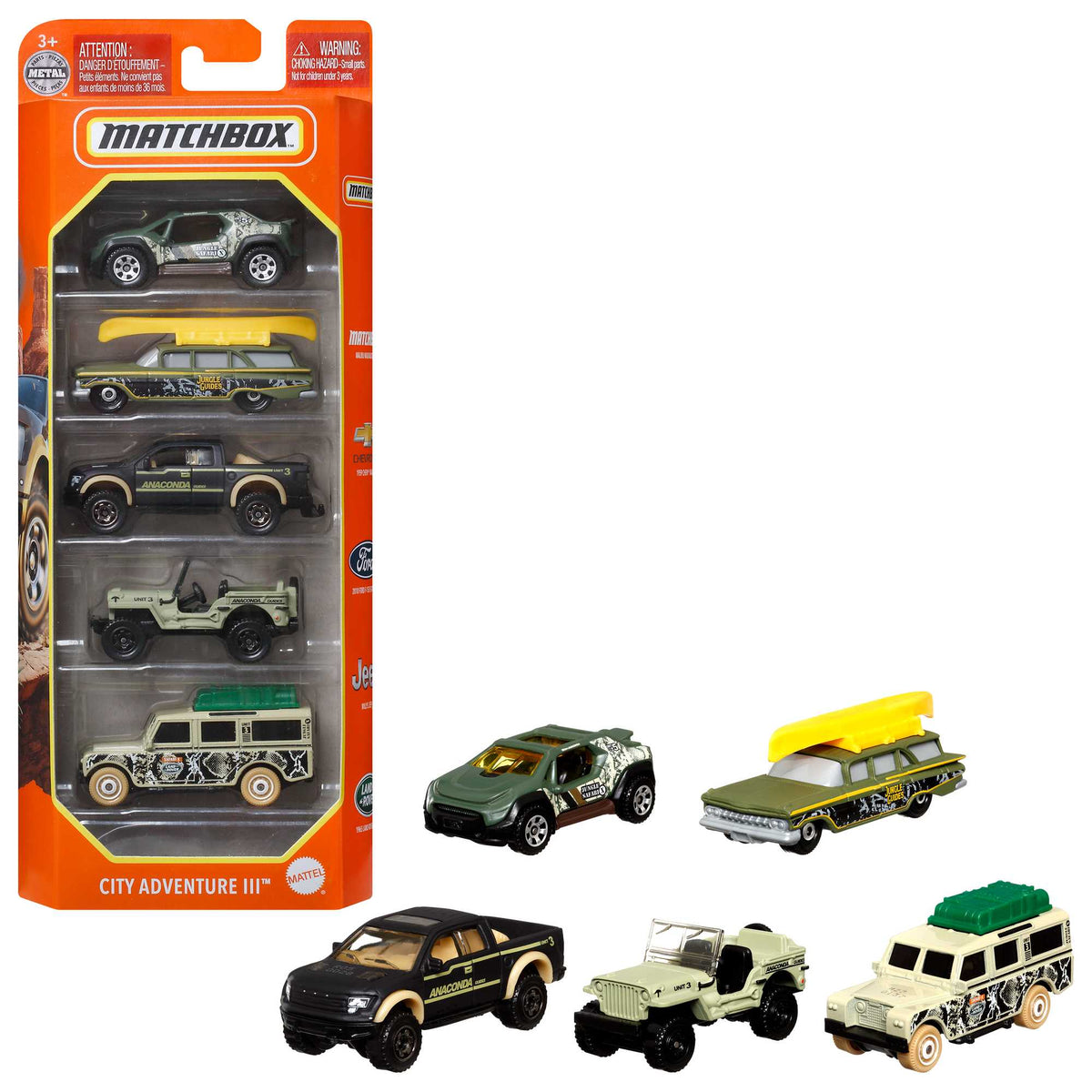 Matchbox Diecast Vehículo de Juguete Auto Básico paquete de 5