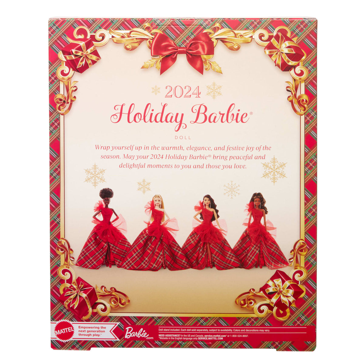 Barbie Signature 2024 Holiday Barbie Fashion Doll, Seasonal Collector Gift, Blonde With Plaid Gown