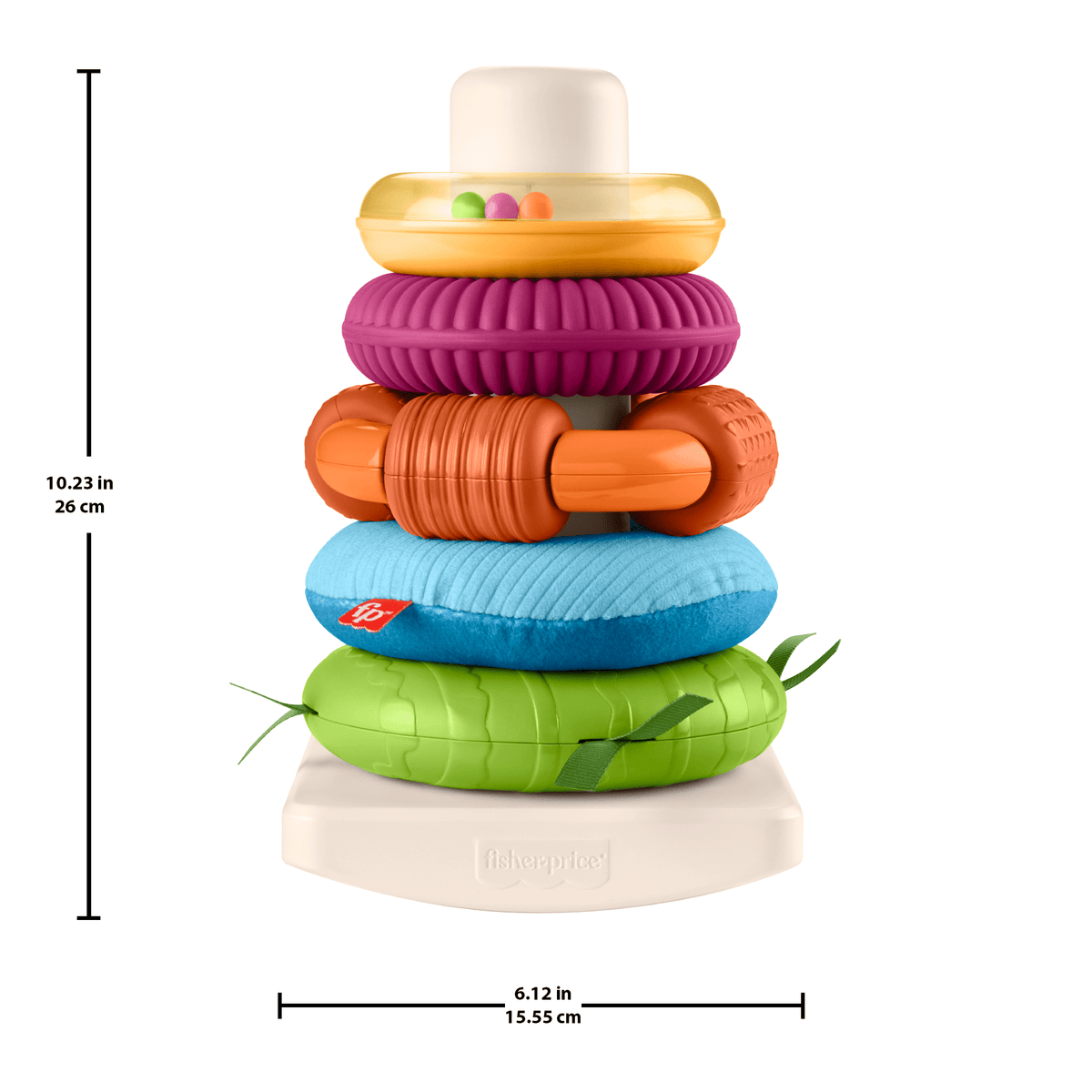 Fisher-Price Sensory Rock-A-Stack Roly-Poly Stacking Toy With Fine Motor Activities For Babies