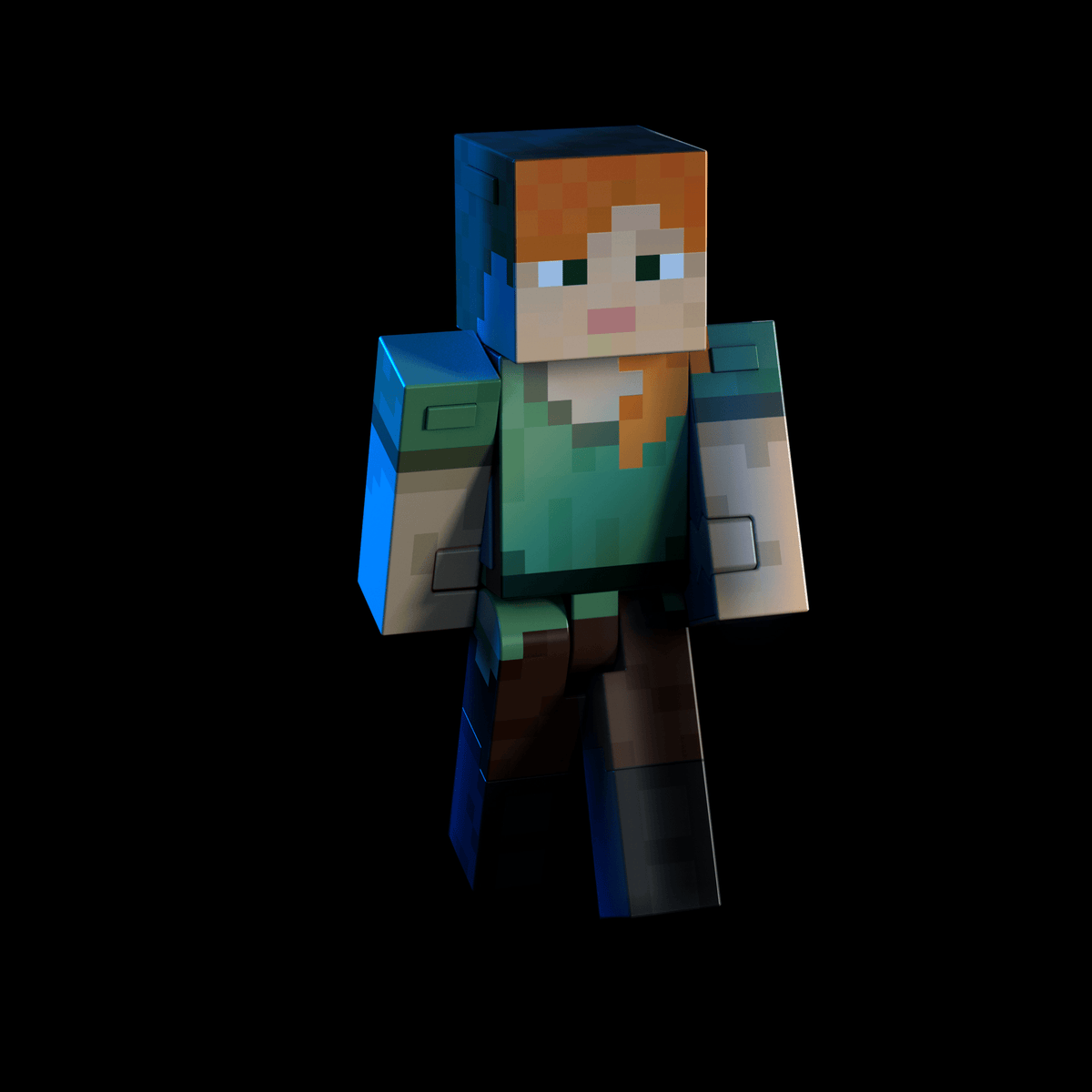 Minecraft Diamond Level Alex Action Figure, Die-Cast Accessories, 5.5-in Collector Scale