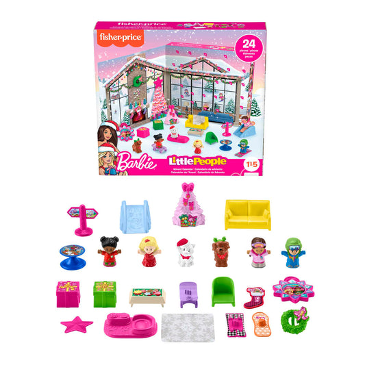 Fisher-Price Little People Barbie Advent Calendar Playset, Christmas Gift For Toddlers, 24 Toys