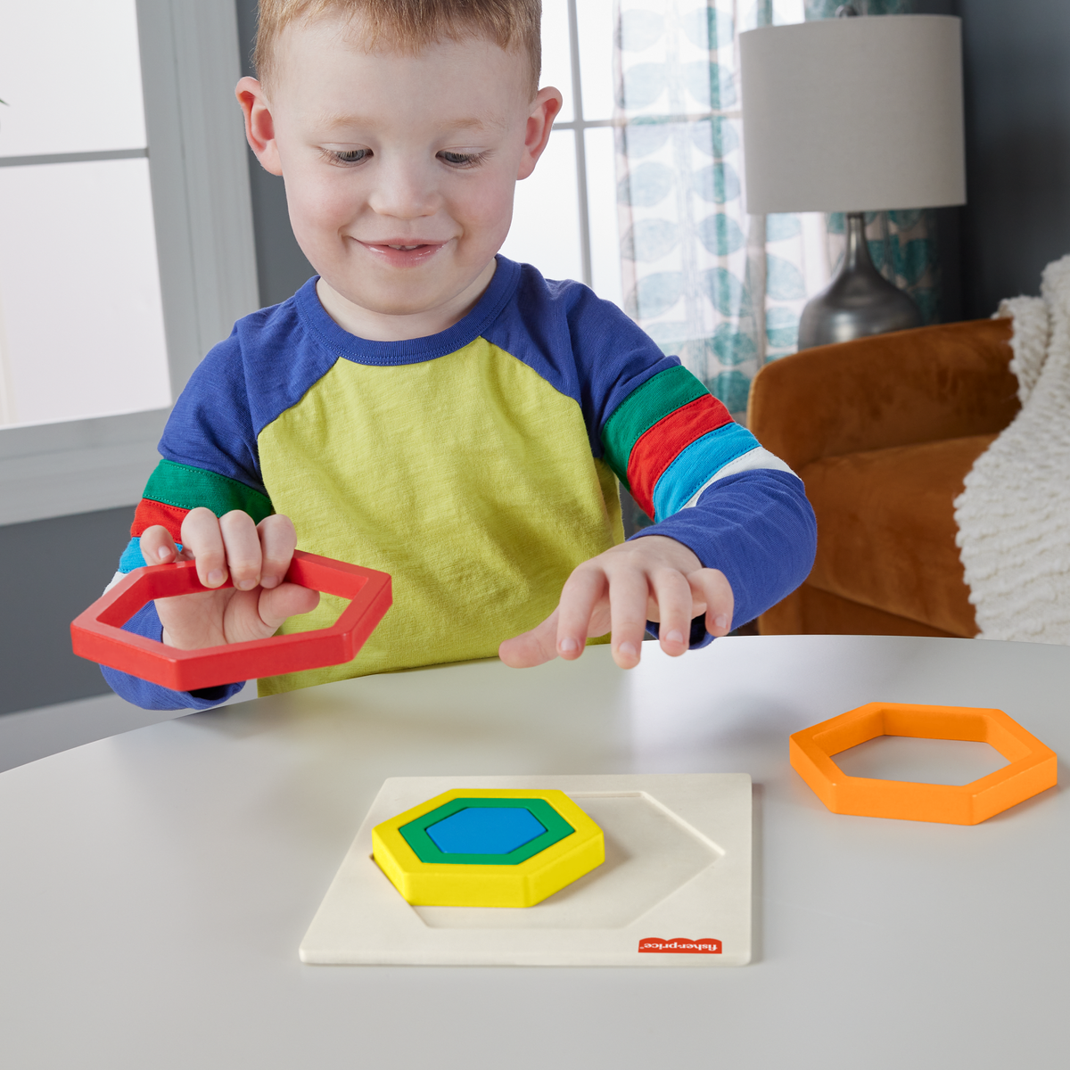 Fisher-Price  Mini Puzzle Arc-en-Ciel en Bois  Hexagone, 5Éléments