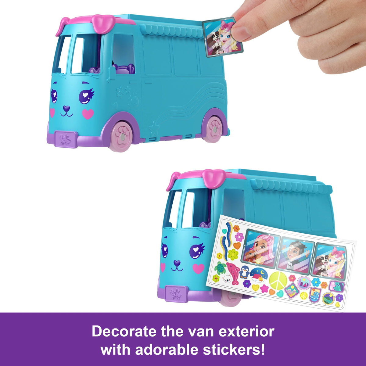 Polly Pocket Pet Mobile Adventure Playset With Micro Dolls & Transforming Camper Van, Pets & Toy Car