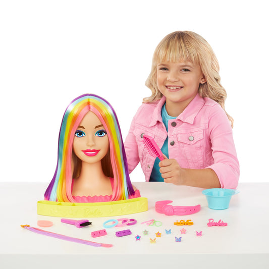 Barbie Deluxe Styling Head, Barbie Totally Hair, Blonde Rainbow Hair