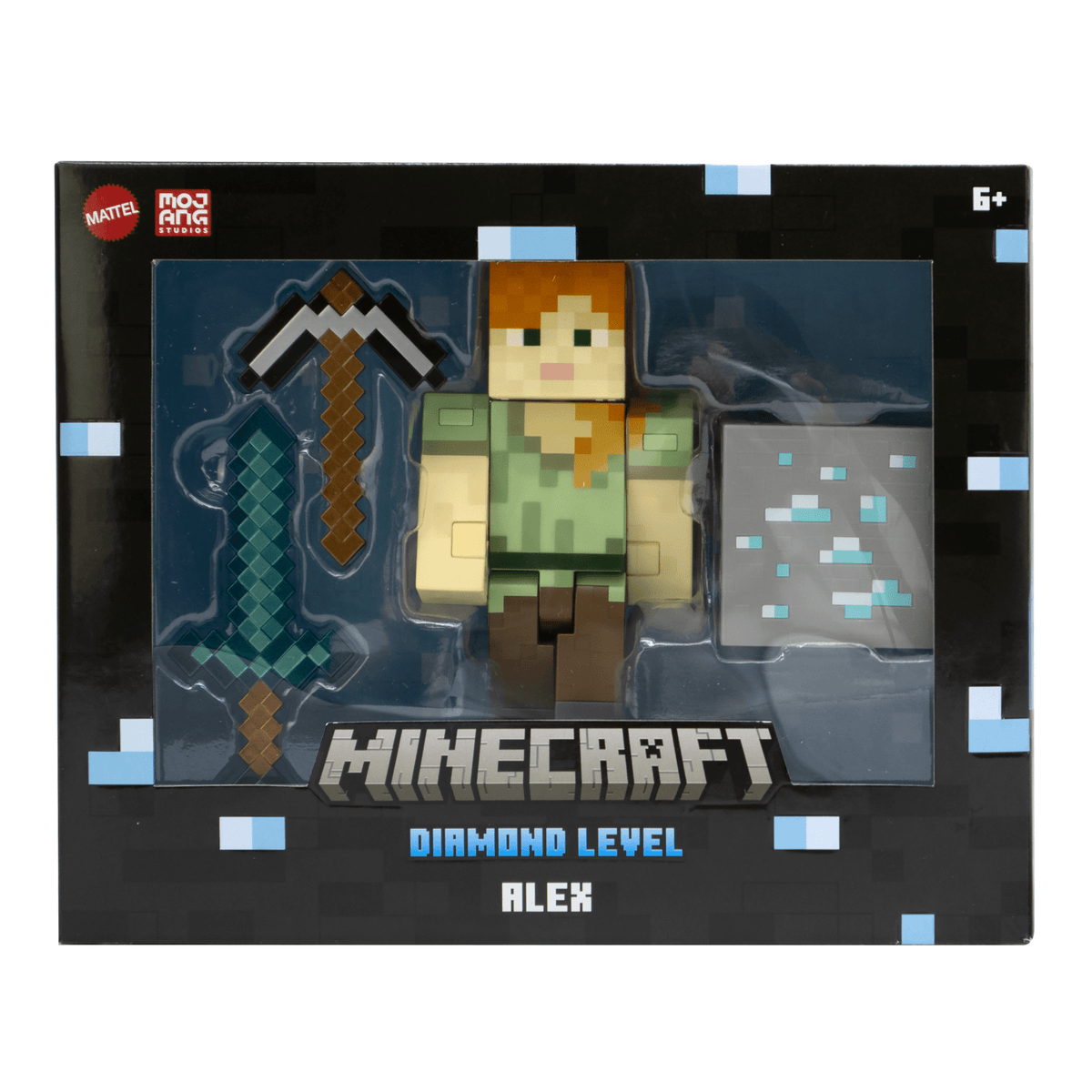 Minecraft Diamond Level Alex Action Figure, Die-Cast Accessories, 5.5-in Collector Scale