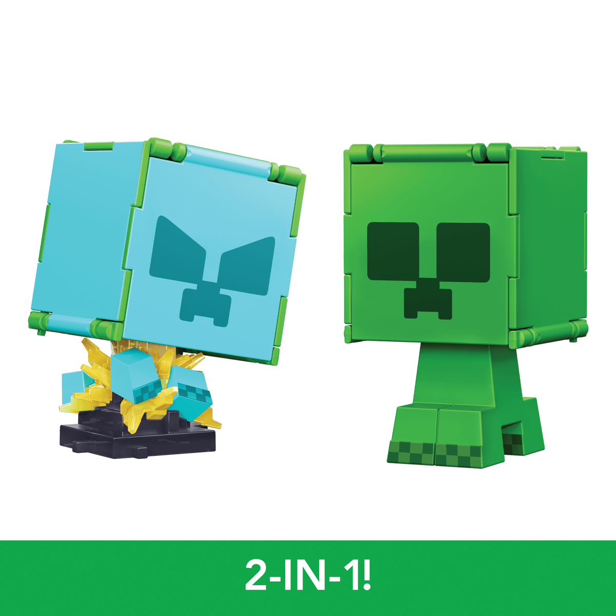 Minecraft Flippin’ Figs Figures Collection, 2-in-1 Fidget Play, 3.75-in Scale & Pixelated Design (Characters May Vary)