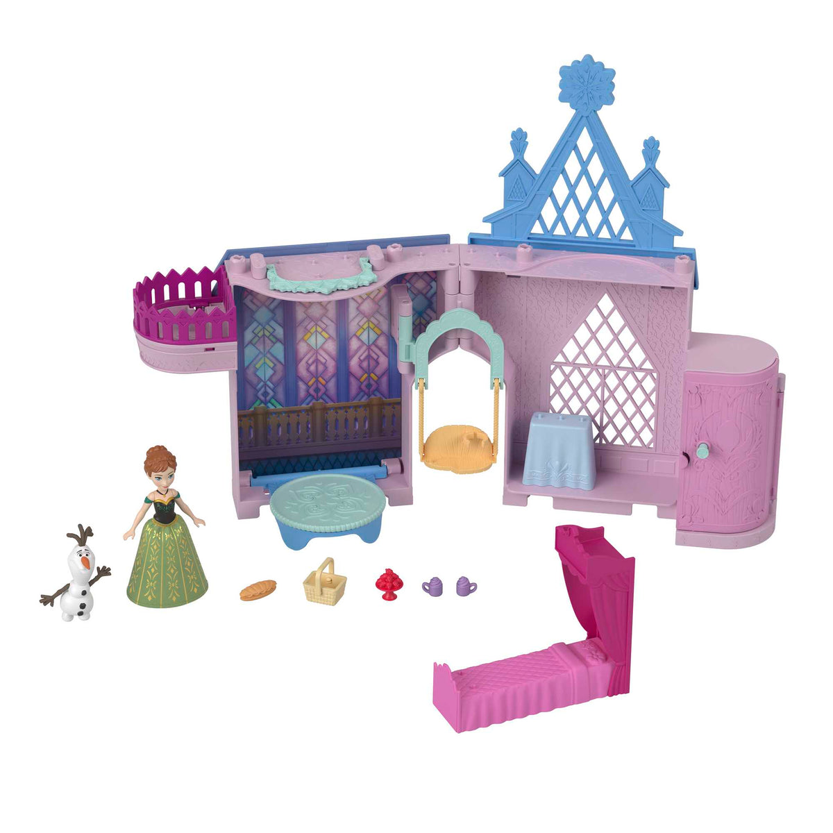 Disney Frozen Storytime Stackers Playset, Anna's Arendelle Castle Dollhouse With Small Doll