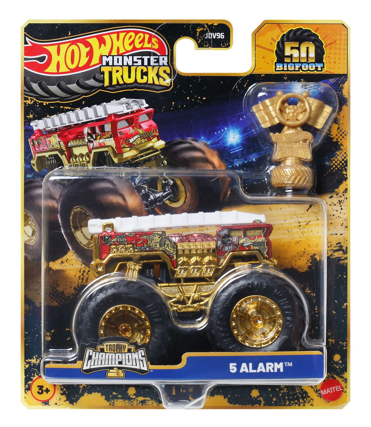 Hot Wheels Monster Trucks Trophy Champions Premium Die-Cast 1:64 Scale & Trophy