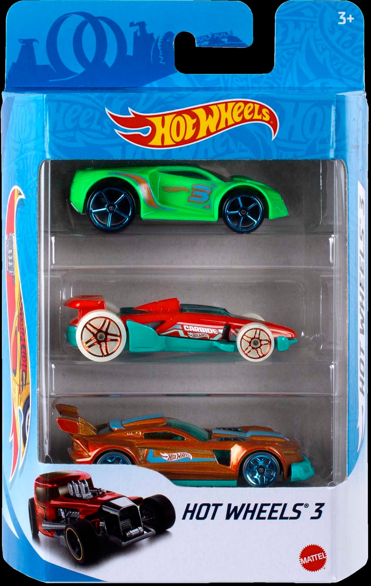 Hot Wheels 1:64 Scale Toy Cars & Trucks, 3-Pack