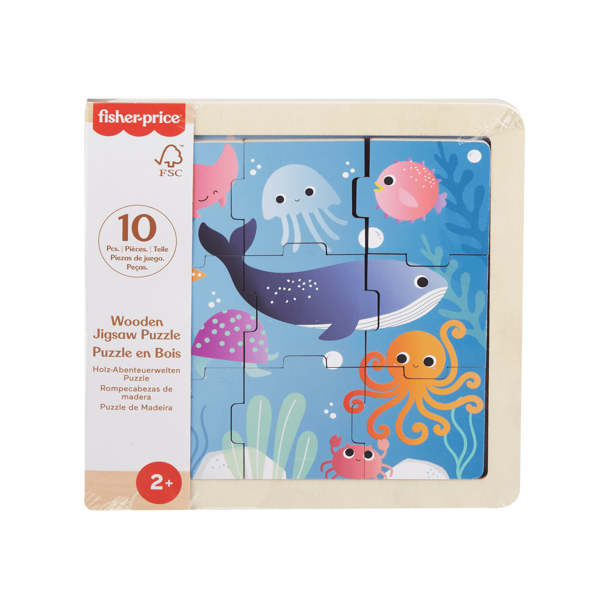 Fisher-Price Juguete para Bebés Rompecabezas Animalitos de Mar de Madera