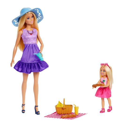 Barbie Family & Friends Dolls & Accessories, Picnic-Themed Playset With 2 Dolls & 9 Pieces
