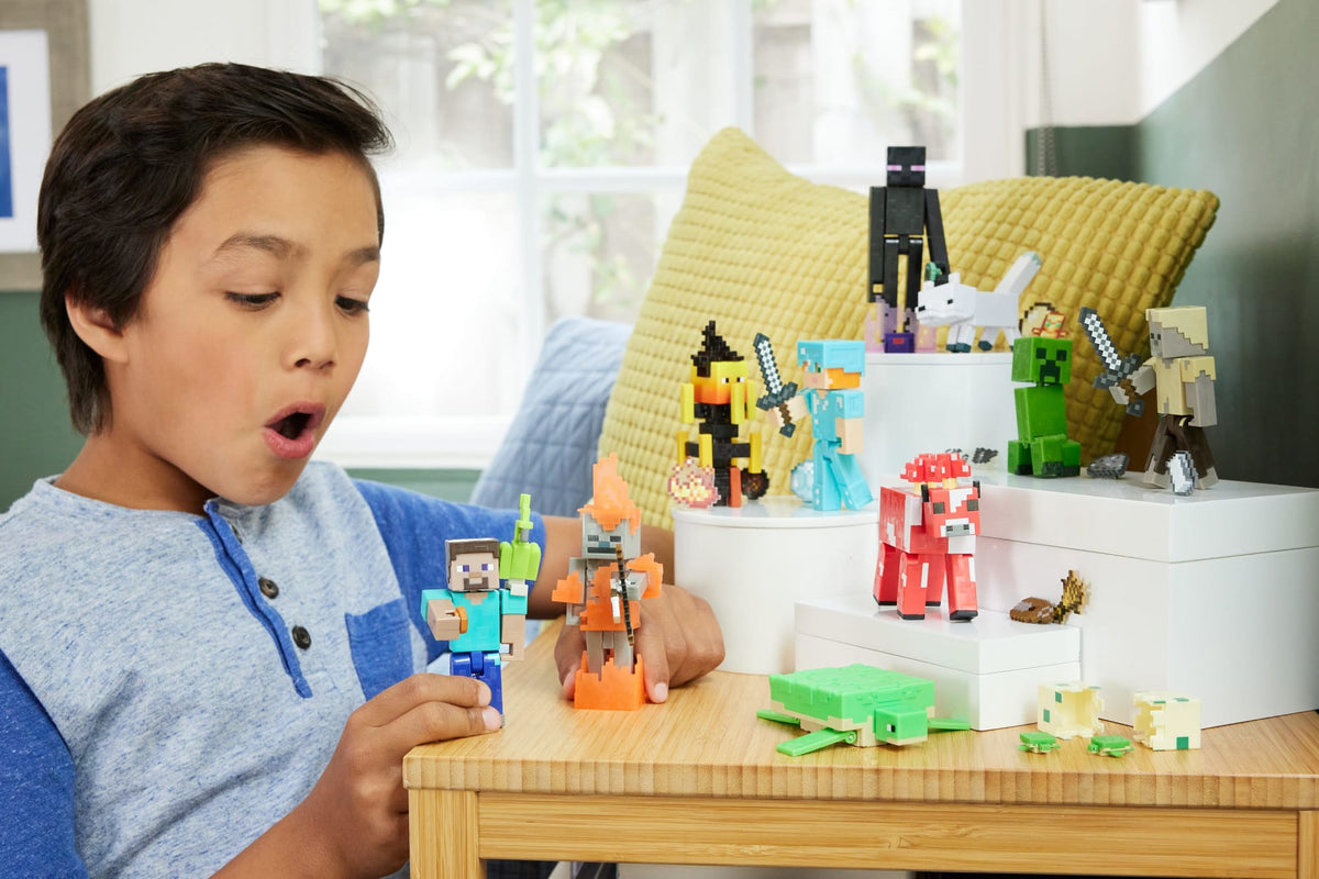 Minecraft Action Figures & Accessories Collection, 3.25-in Scale & Pixelated Design (Characters May Vary)