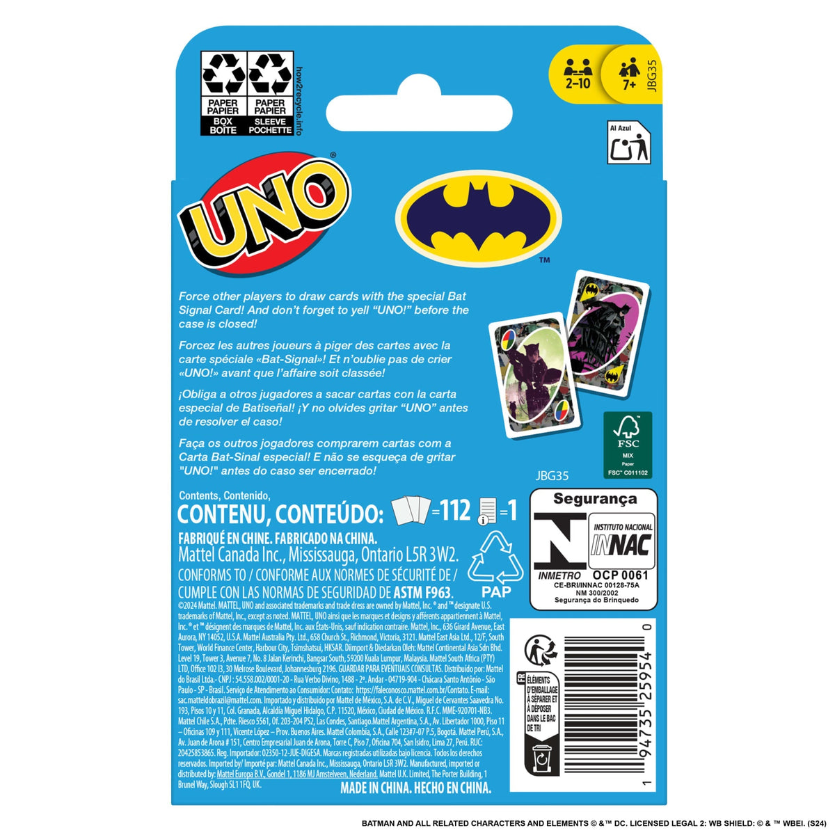 UNO Batman Card Game For Kids & Family Night