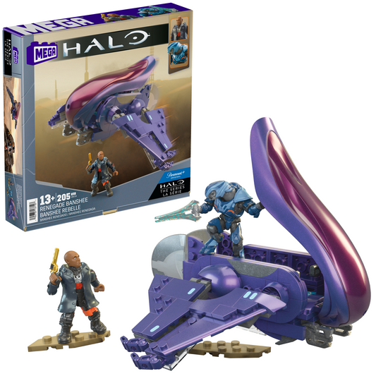 MEGA Halo Renegade Banshee Vehicle Building Kit With 2 Micro Action Figures (205 Pieces)