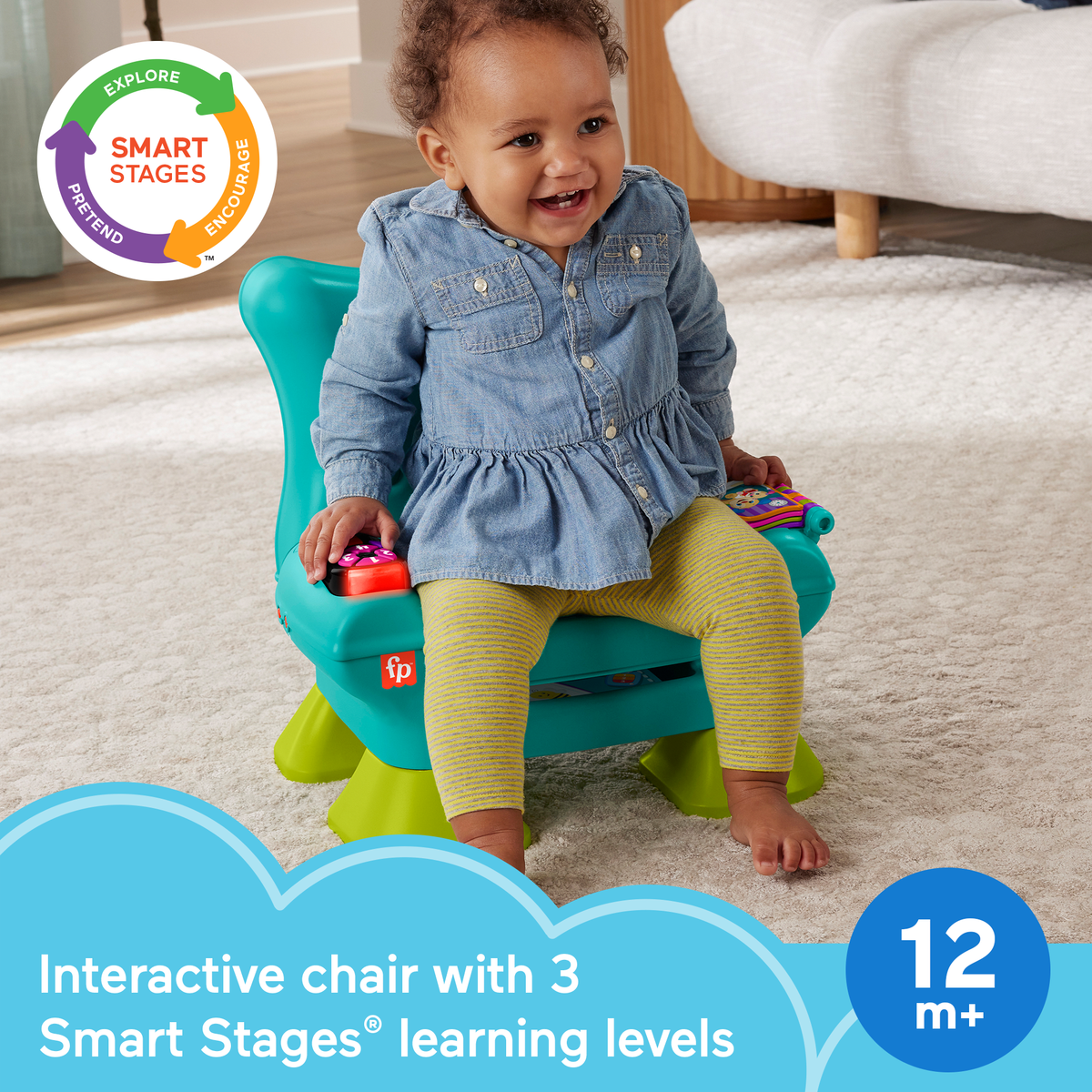 Fisher-Price Laugh & Learn Smart Stages Chair Teal Electronic Learning Toy For Toddlers, Multilanguage Version