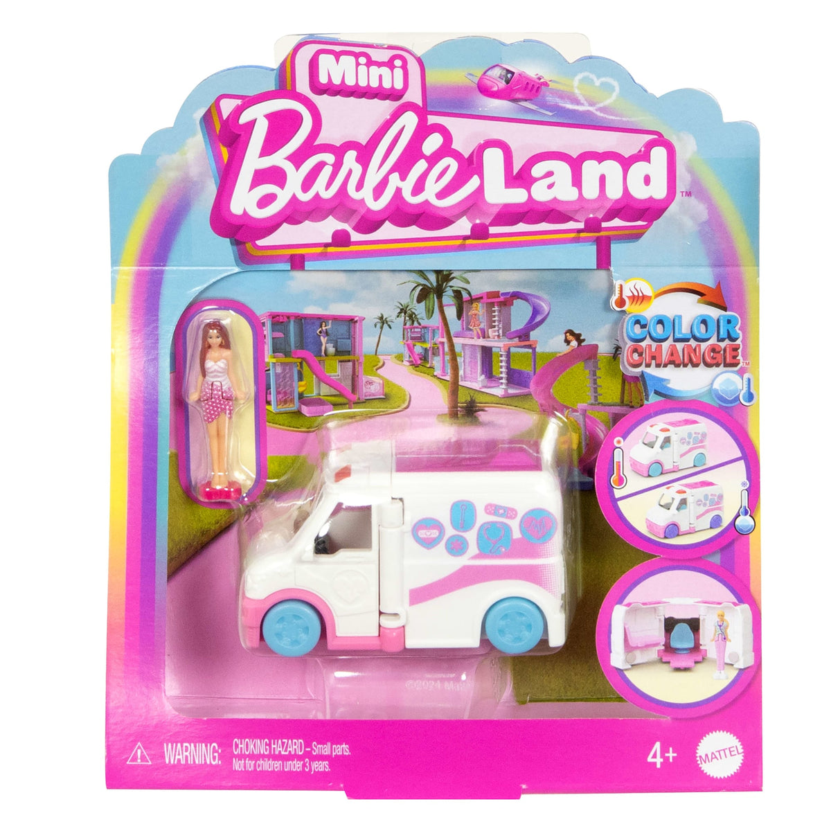 Barbie Mini Barbieland Doll & Vehicle Set With 1.5-inch Doll, Color-Change Care Clinic