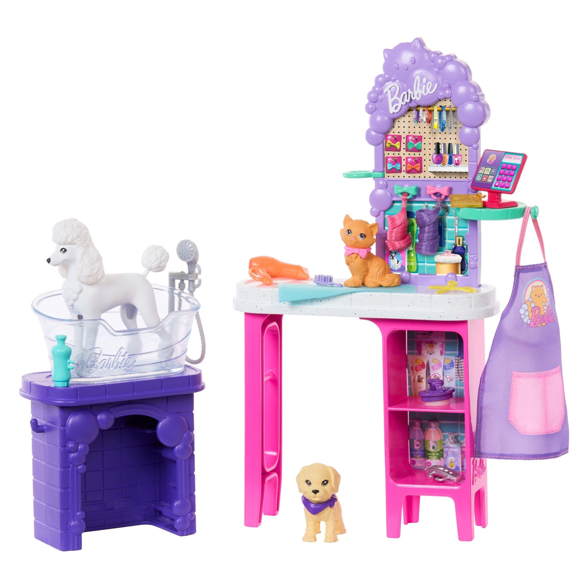 Barbie World Paw Spa Playset With Wash And Groom Stations, 3 Pets, & Styling.Accessories
