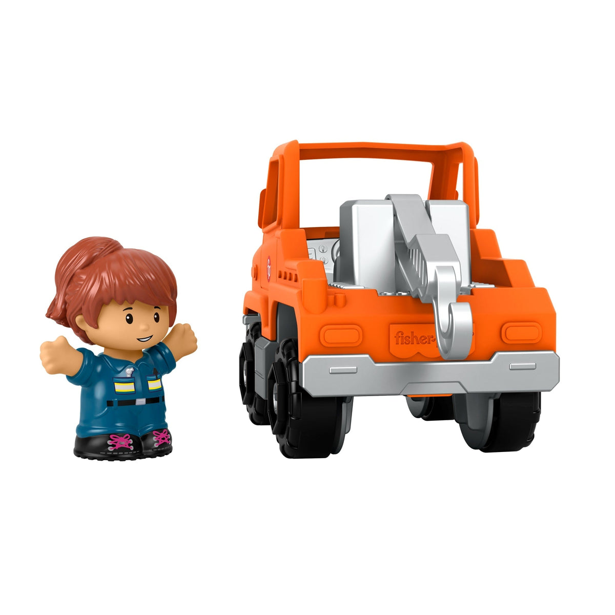 Fisher-Price Little People Help And Go Tow Truck & Figure Set For Toddlers, 2 Pieces