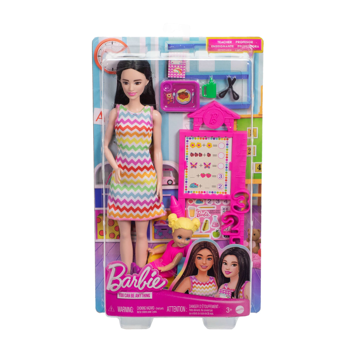 Barbie  Poupée  enseignante, Blonde, Tout-Petit et Accessoires