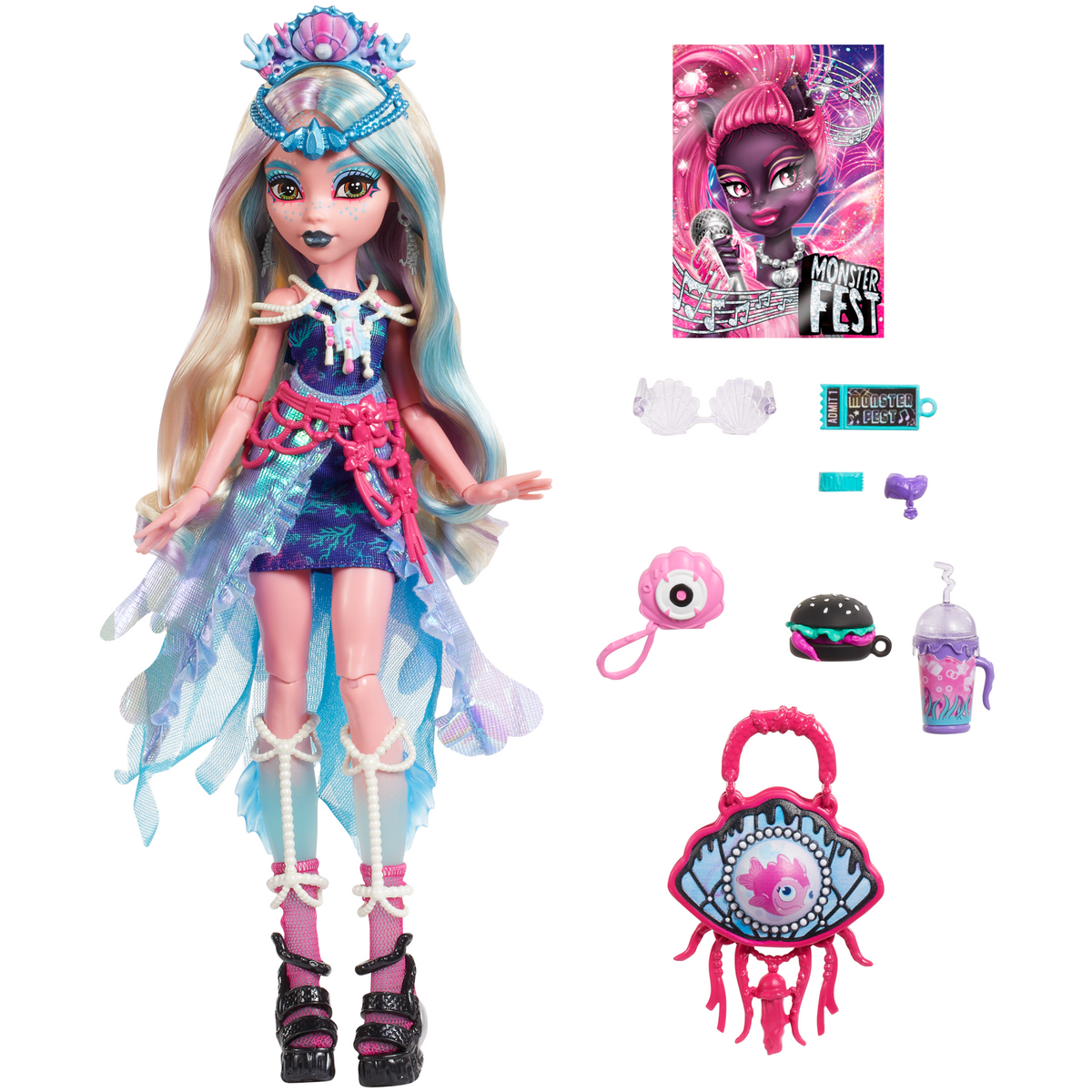 Monster High Monster Fest Lagoona Blue Fashion Doll With Festival Outfit, Band Poster And Accessories