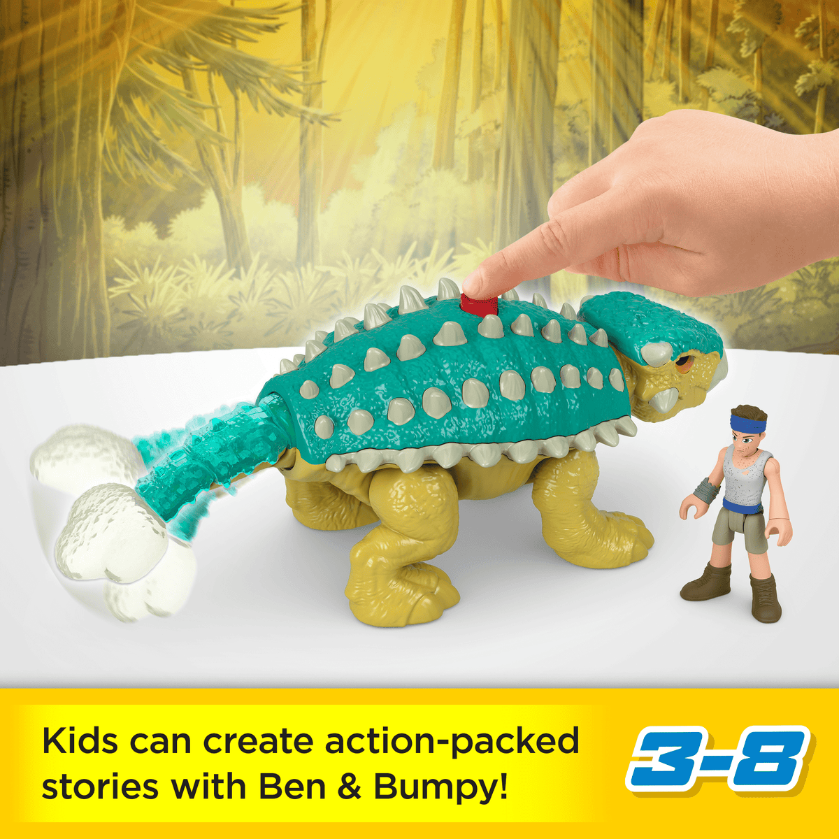 Imaginext Jurassic World Bumpy & Ben Dinosaur Toy Set For Preschool Kids, 2 Pieces