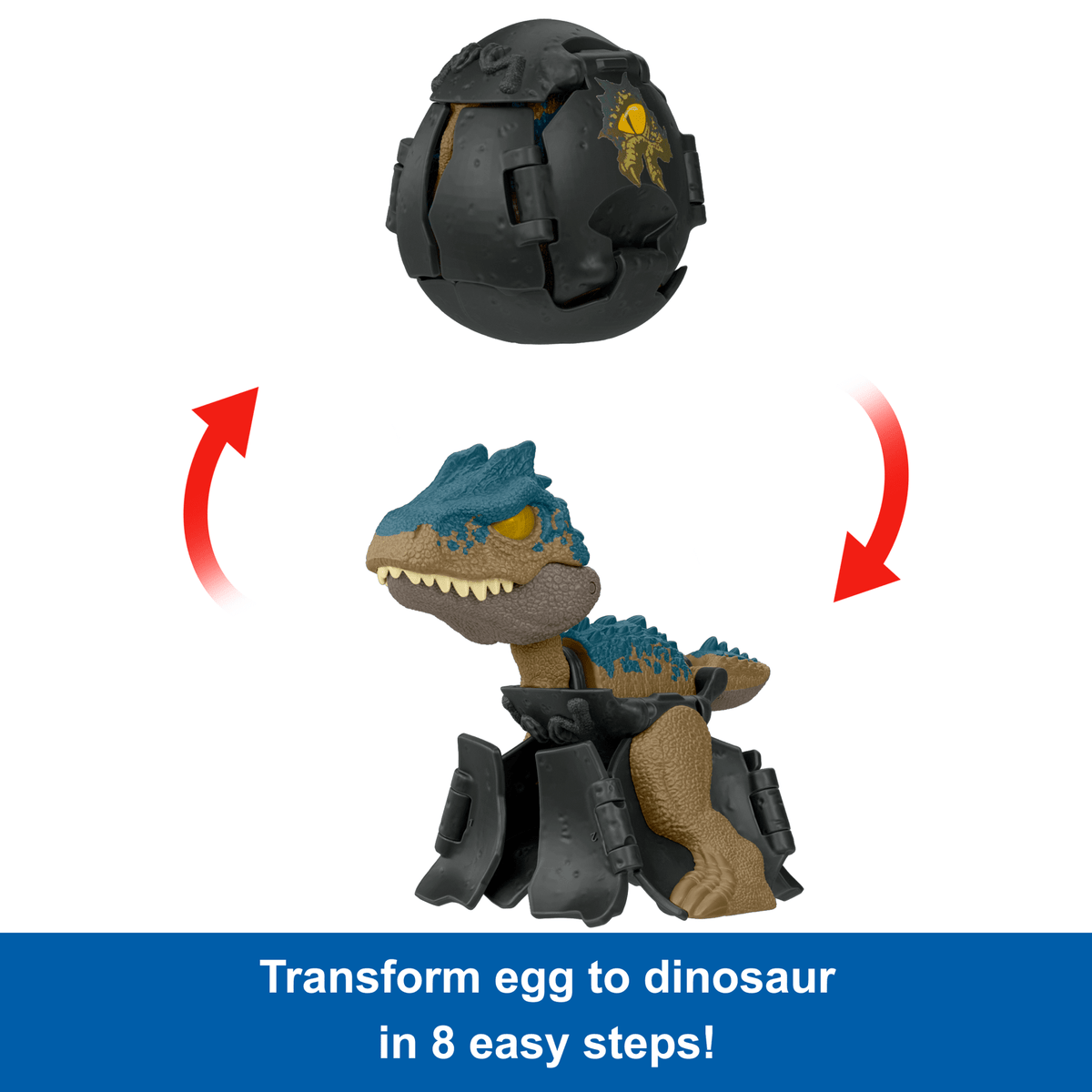 Jurassic World Egg To Allosaurus Transforming Toy, Hidden Hatchers With Color Adapter