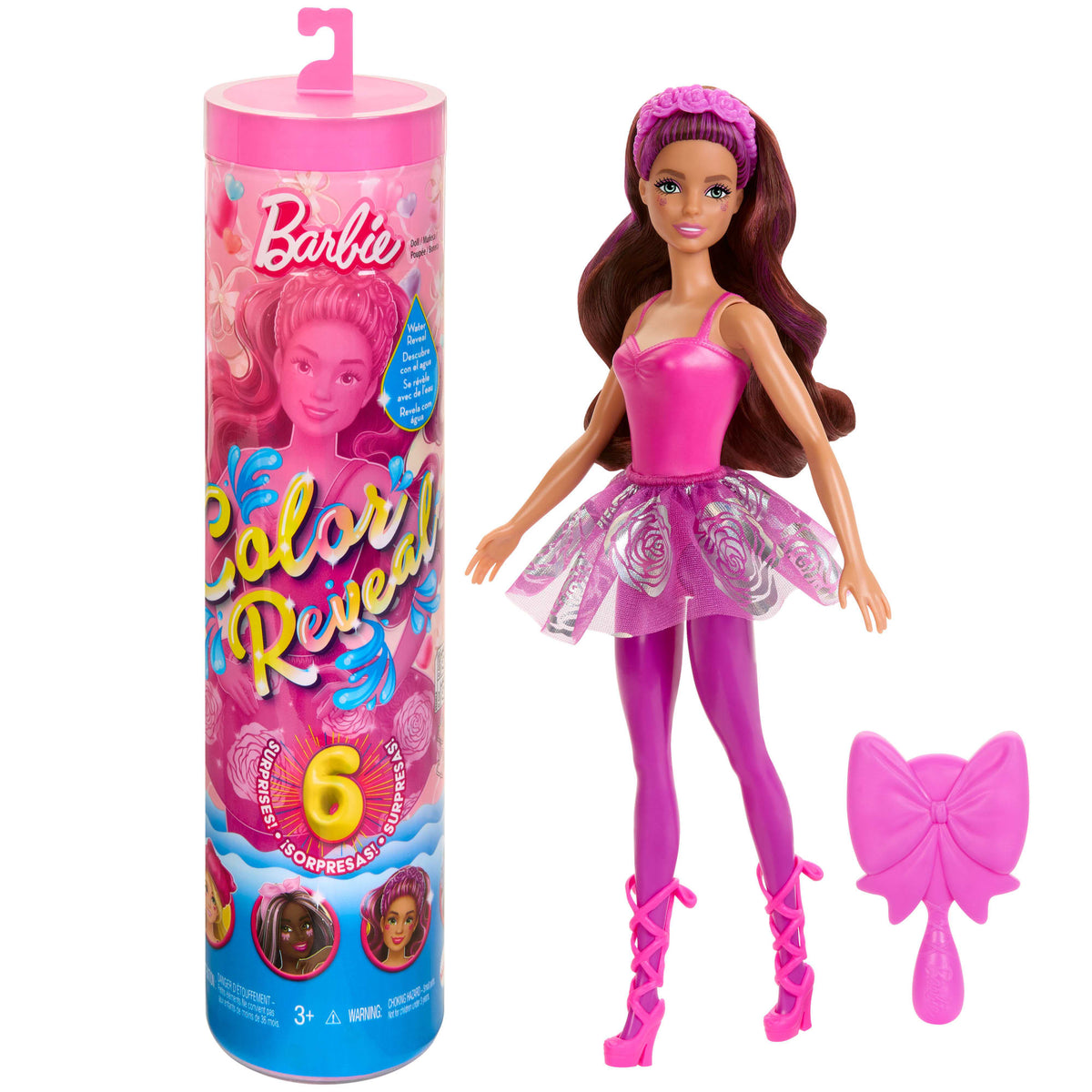 Barbie Color Reveal Ballerina Series Doll & Accessories, 6 Balletcore-inspired Surprises